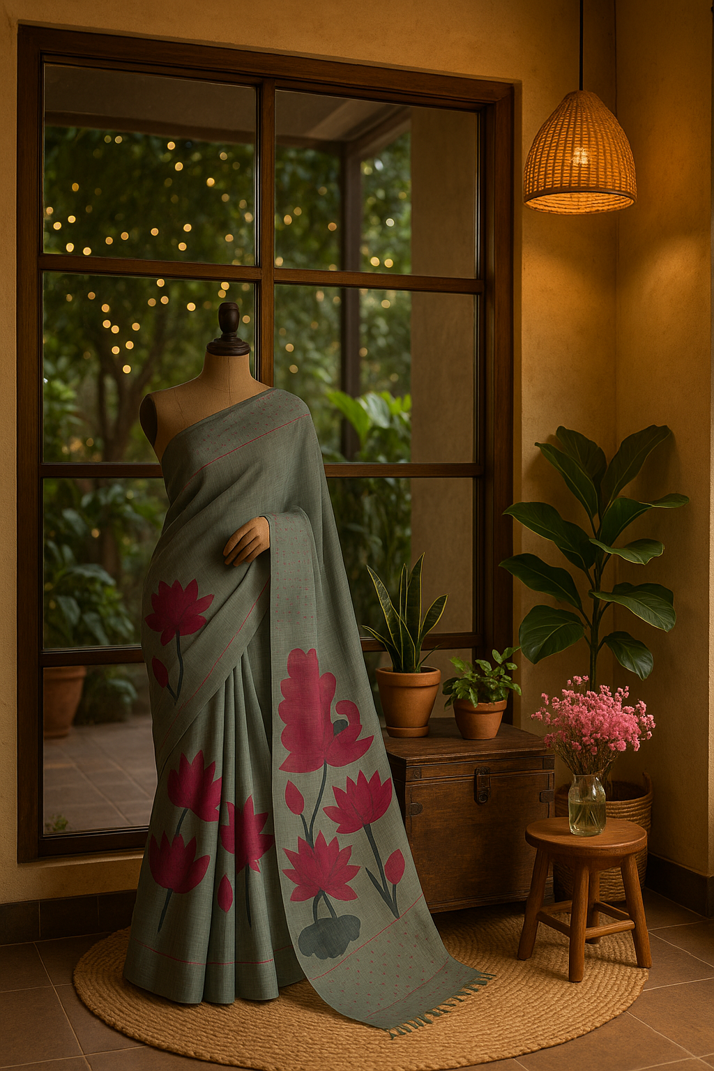 Madhubani Line Art Saree - Image 2