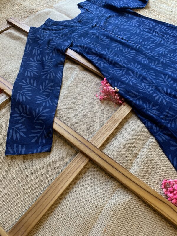 Dabu Printed Kurta- Leaf - Image 2