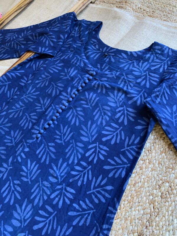 Dabu Printed Kurta- Leaf - Image 4