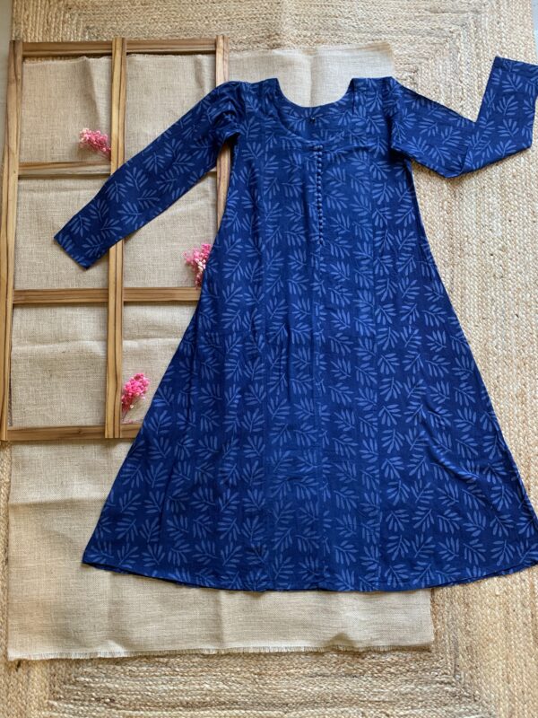 Dabu Printed Kurta- Leaf - Image 3