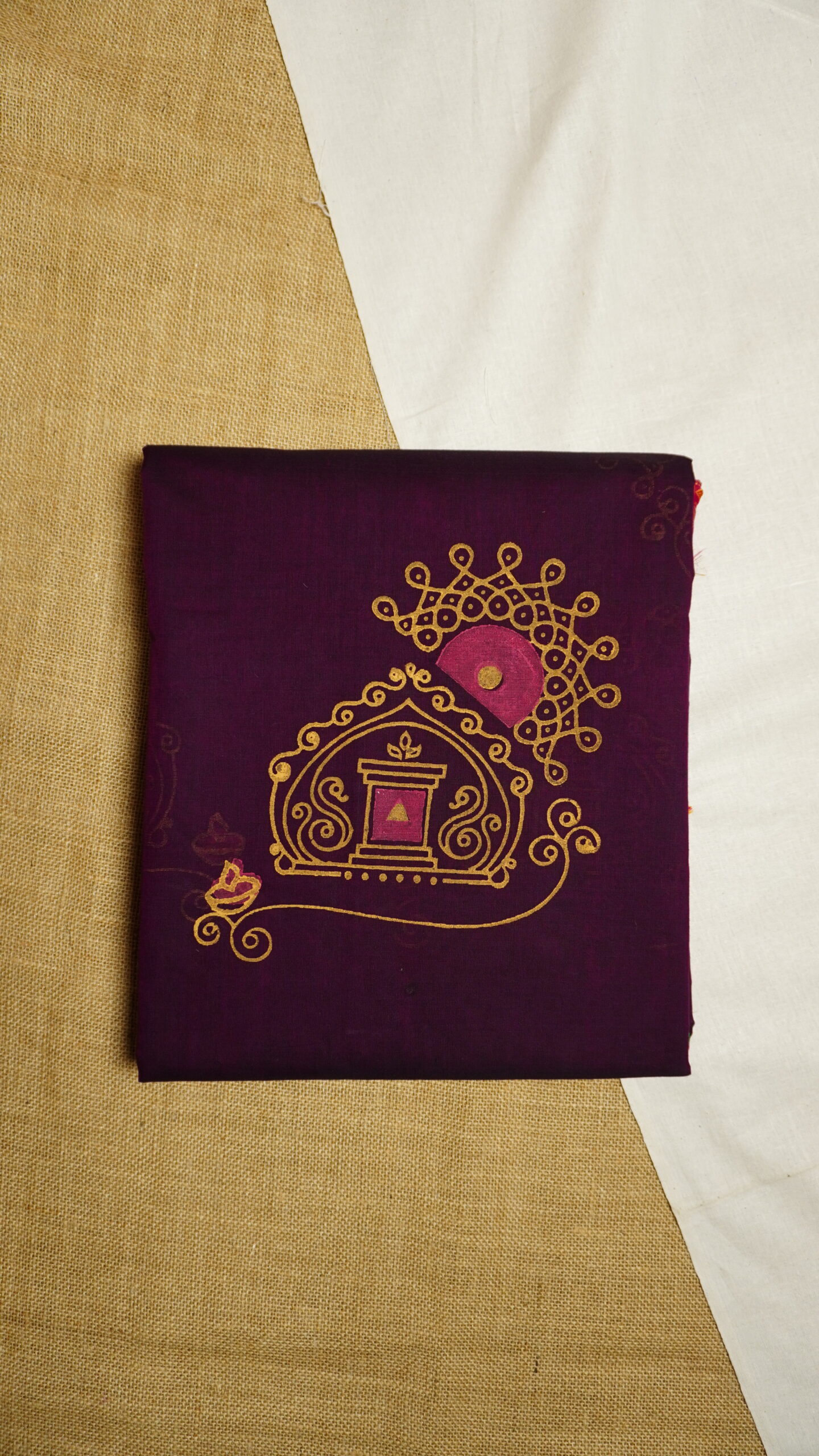 Purple Margazhi Inspired Kolam Motif Saree